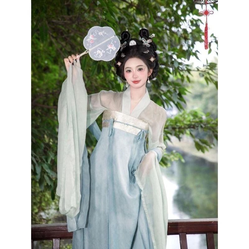 Fresh Mini Tang Style Hanfu Set Daily Qi Xiong Ruqun Printed Chiffon Chinese Traditional Costume For Young Girls
Fresh Mini Tang Style Hanfu Set Daily Qi Xiong Ruqun Printed Chiffon Chinese Traditional Costume For Young Girls
