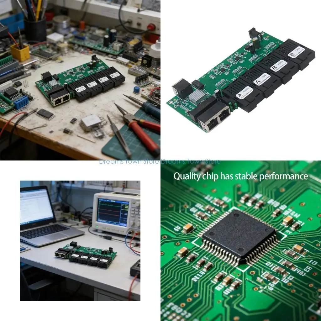 HX6A Compactly Fiber Media Converter 4 Opt 3 RJ45 Port Single Mode Connector For 20KM Networking