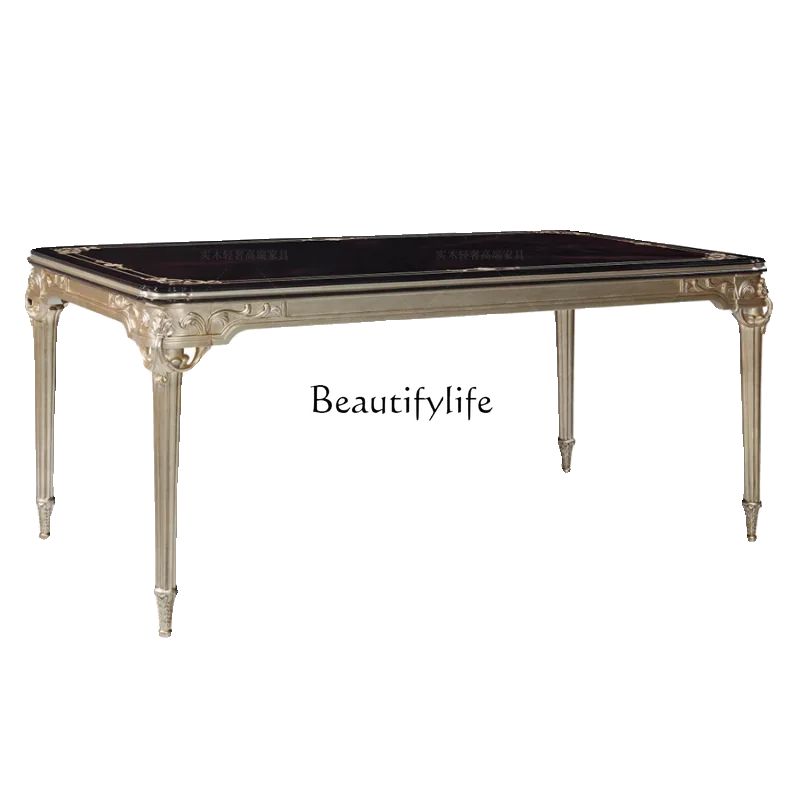 X4 European solid wood dining table and chairs villa carved long dining table armchair
X4 European solid wood dining table and chairs villa carved long dining table armchair