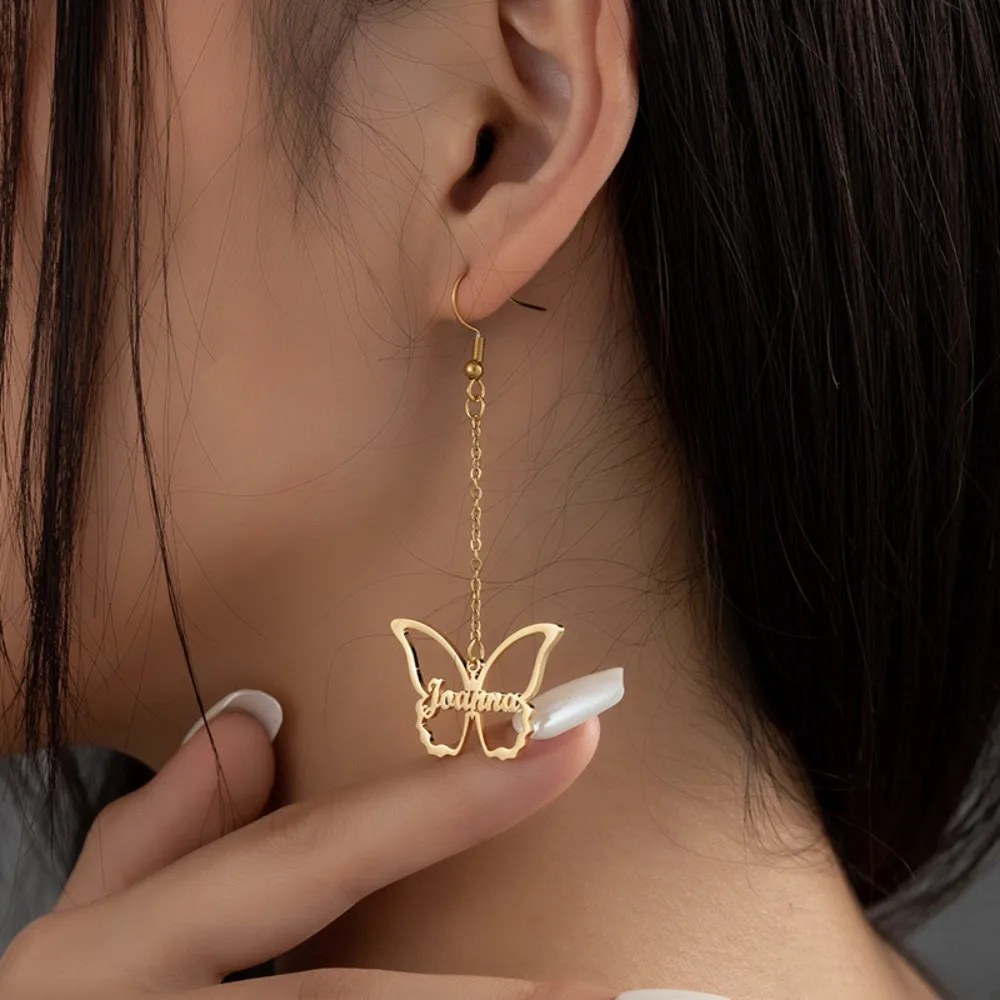 Personalized Custom Stainless Steel Name Earrings Elegant Butterfly Tassel Pendant Earrings Holiday Jewelry Gifts Drop shipping
Personalized Custom Stainless Steel Name Earrings Elegant Butterfly Tassel Pendant Earrings Holiday Jewelry Gifts Drop shipping
