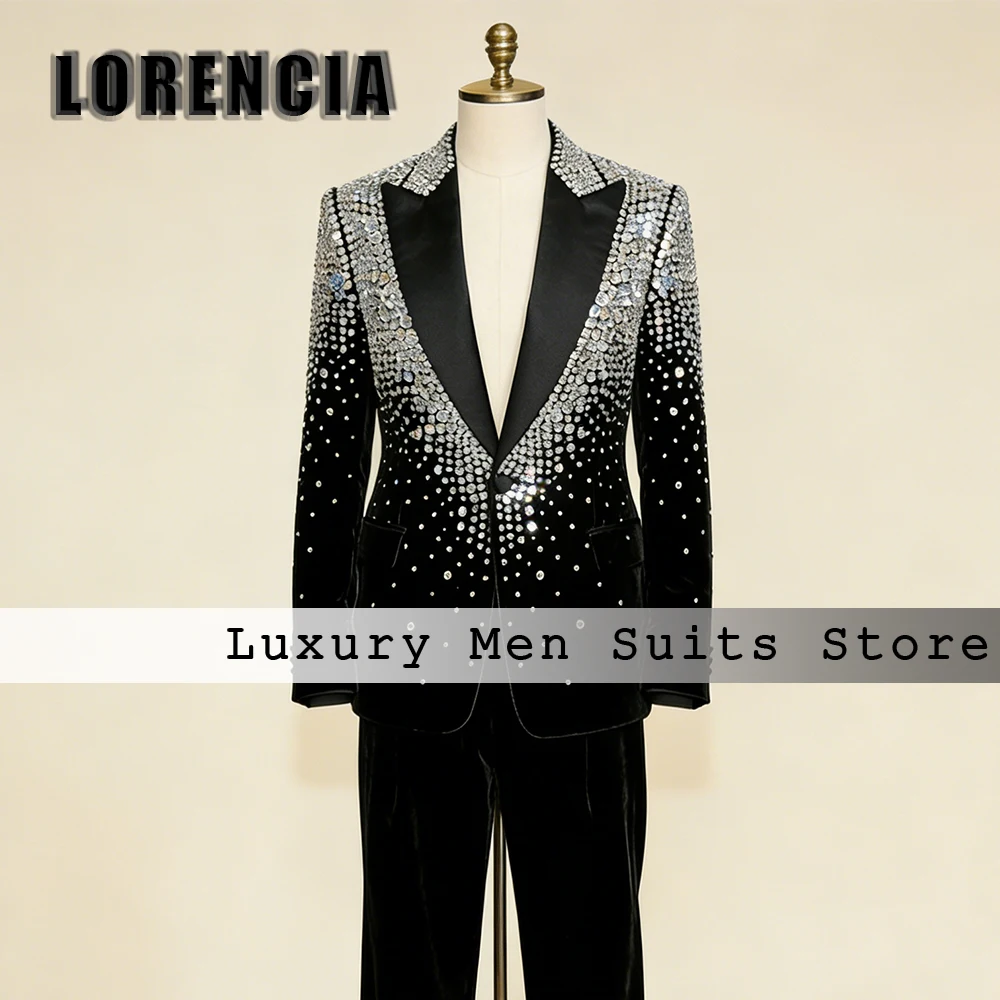 Classic Jewelry Suits for Male 2 Pieces Evening Party Outfits Peaked Label Tuxedos Customized Blazer Pants costume homme luxe
Classic Jewelry Suits for Male 2 Pieces Evening Party Outfits Peaked Label Tuxedos Customized Blazer Pants costume homme luxe