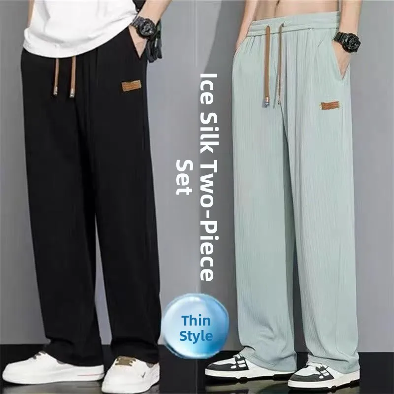 Ice Silk Men's Summer Casual Pants Breathable Sporty Teenage Straight Leg Loose Fit Long Trousers Wide Leg Airy PVC Material
Ice Silk Men's Summer Casual Pants Breathable Sporty Teenage Straight Leg Loose Fit Long Trousers Wide Leg Airy PVC Material