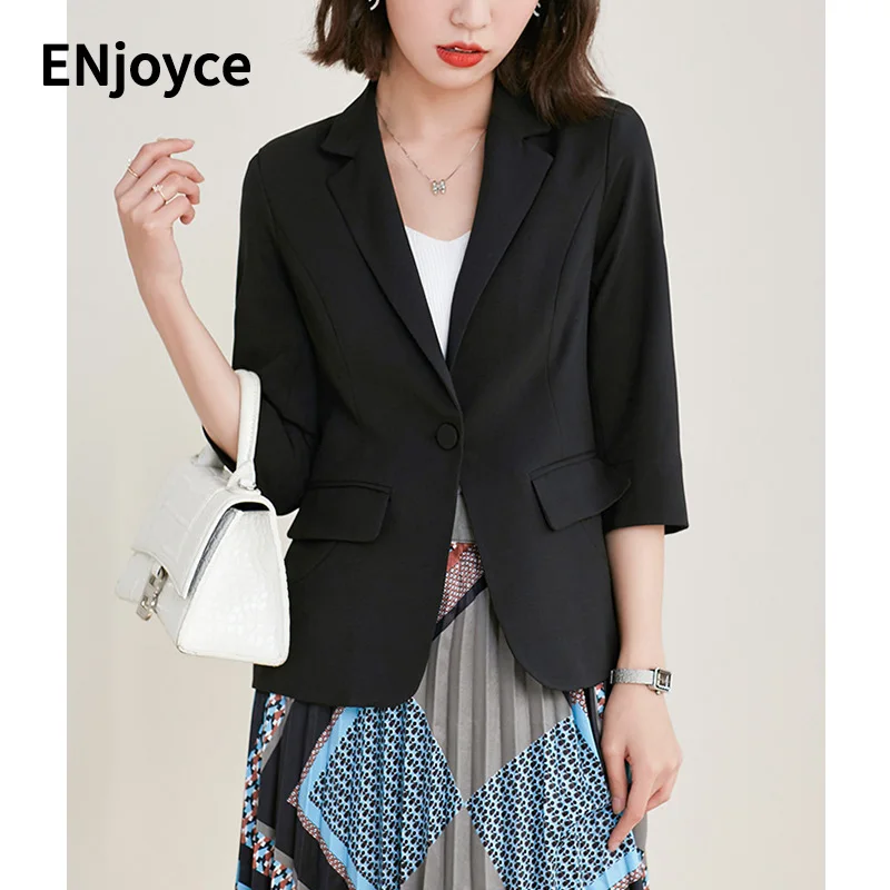 Women Vintage Professional Suit Blazer Office Lady Korean Fashion Half Sleeve Workwear for Formal Interview Business Spring Fall
Women Vintage Professional Suit Blazer Office Lady Korean Fashion Half Sleeve Workwear for Formal Interview Business Spring Fall