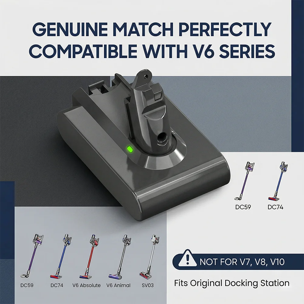 Аккумулятор для пылесоса 21.6В 8000мАч, совместимый с Dyson V6 SV05 SV06 DC72 DC74, сменный аккумулятор для пылесосов и электроинструментов
Аккумулятор для пылесоса 21.6В 8000мАч, совместимый с Dyson V6 SV05 SV06 DC72 DC74, сменный аккумулятор для пылесосов и электроинструментов