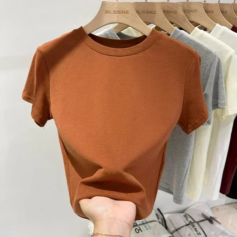 Pop Zjaiss Summer Cotton Women's T-shirt Bottoming Basic Fashionable Solid Lady Short Sleeve Loose Tops Shirts Tops New
Pop Zjaiss Summer Cotton Women's T-shirt Bottoming Basic Fashionable Solid Lady Short Sleeve Loose Tops Shirts Tops New