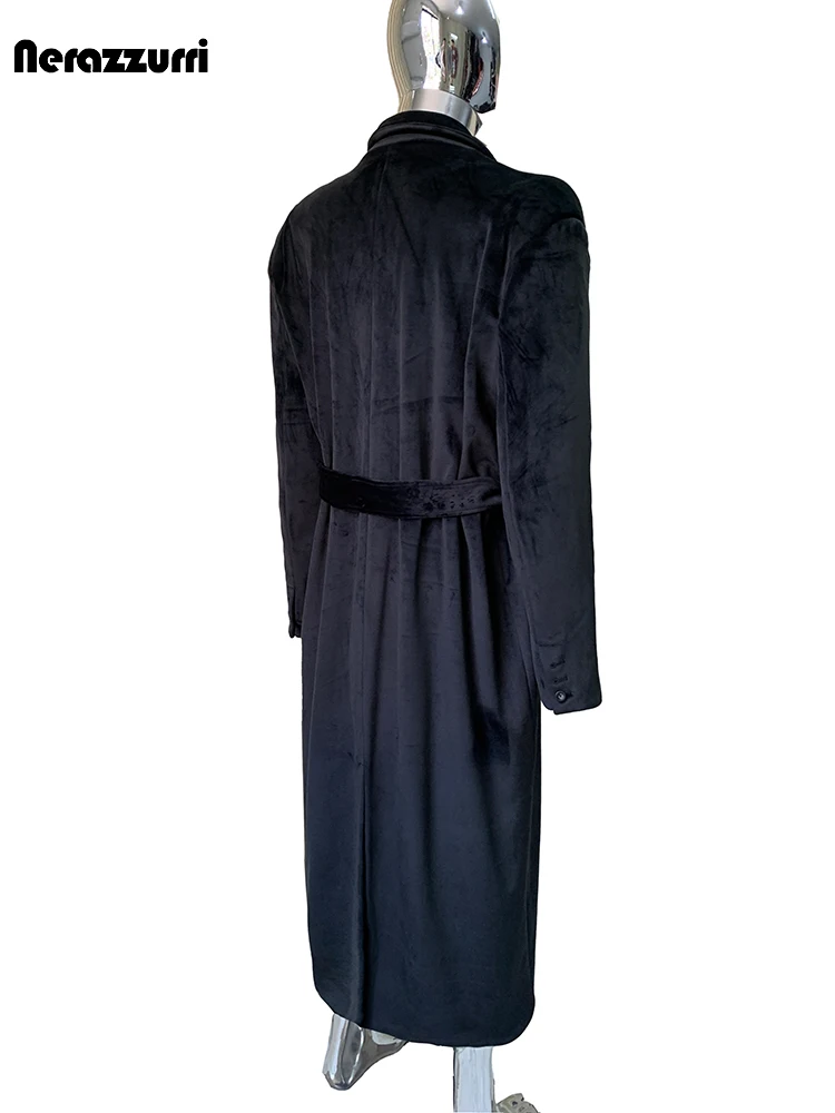 Nerazzurri, осенне-зимнее длинное теплое черное мягкое струящееся бархатное шерстяное пальто, мужские подплечники с поясом, роскошное пальто из шерсти и смесой
Nerazzurri, осенне-зимнее длинное теплое черное мягкое струящееся бархатное шерстяное пальто, мужские подплечники с поясом, роскошное пальто из шерсти и смесой