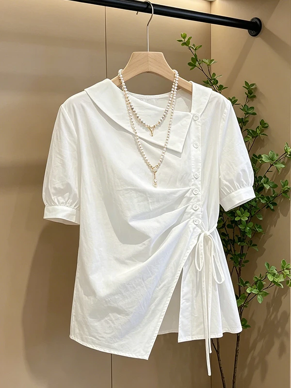 plus Size Summer New Design Asymmetric Short Sleeve Shirt Beautiful Slimming Top Korean Style Loose Fit Breathable Skin-Friendly
plus Size Summer New Design Asymmetric Short Sleeve Shirt Beautiful Slimming Top Korean Style Loose Fit Breathable Skin-Friendly