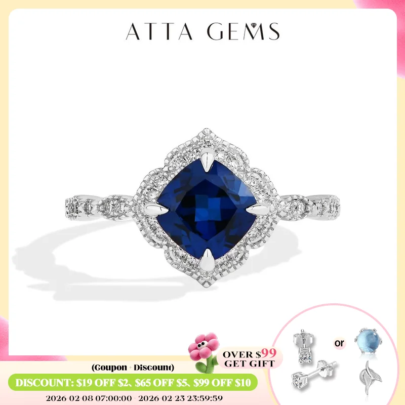 ATTAGEMS Classical Blue Sapphire Ring Cushion Cut 2.0ct DVVS1 Real 925 Sterling Silver For Women Engagement Wedding Fine Jewelry
ATTAGEMS Classical Blue Sapphire Ring Cushion Cut 2.0ct DVVS1 Real 925 Sterling Silver For Women Engagement Wedding Fine Jewelry