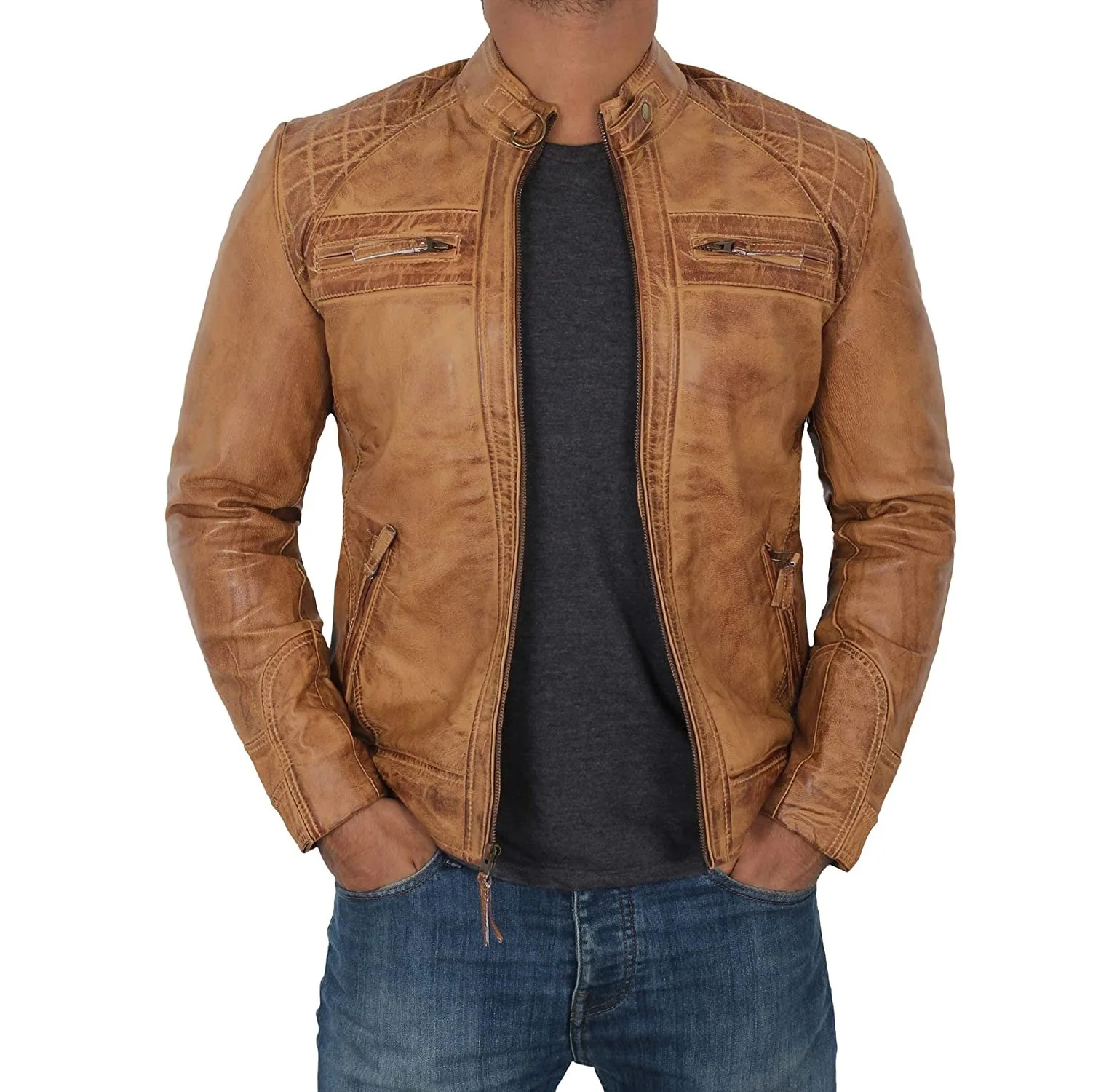2023 new autumn/winter men's distressed vintage leather jacket stand collar punk motorcycle leather jacket men
2023 new autumn/winter men's distressed vintage leather jacket stand collar punk motorcycle leather jacket men