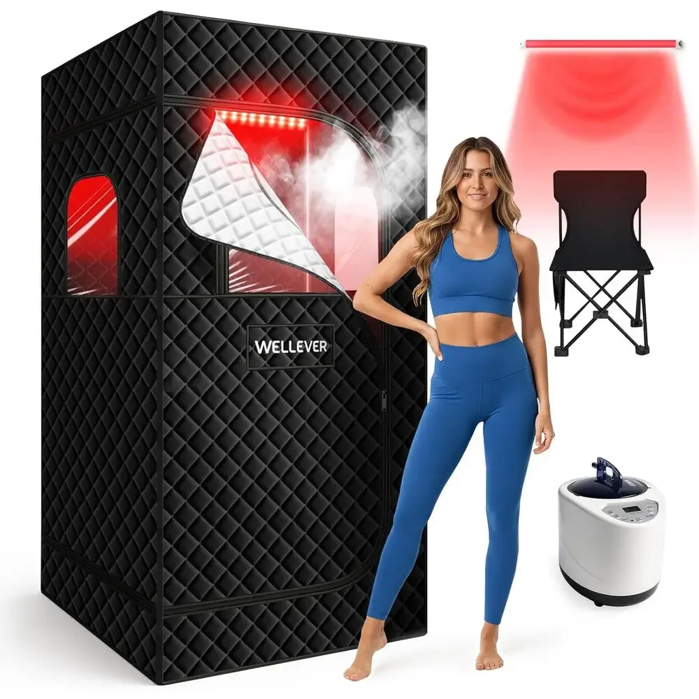 Portable Home Sauna Tent with Red Light Therapy, Quick Heat, Easy Setup, 2.5L Steamer, 2.6' x 2.6' x 5.9'
Portable Home Sauna Tent with Red Light Therapy, Quick Heat, Easy Setup, 2.5L Steamer, 2.6' x 2.6' x 5.9'