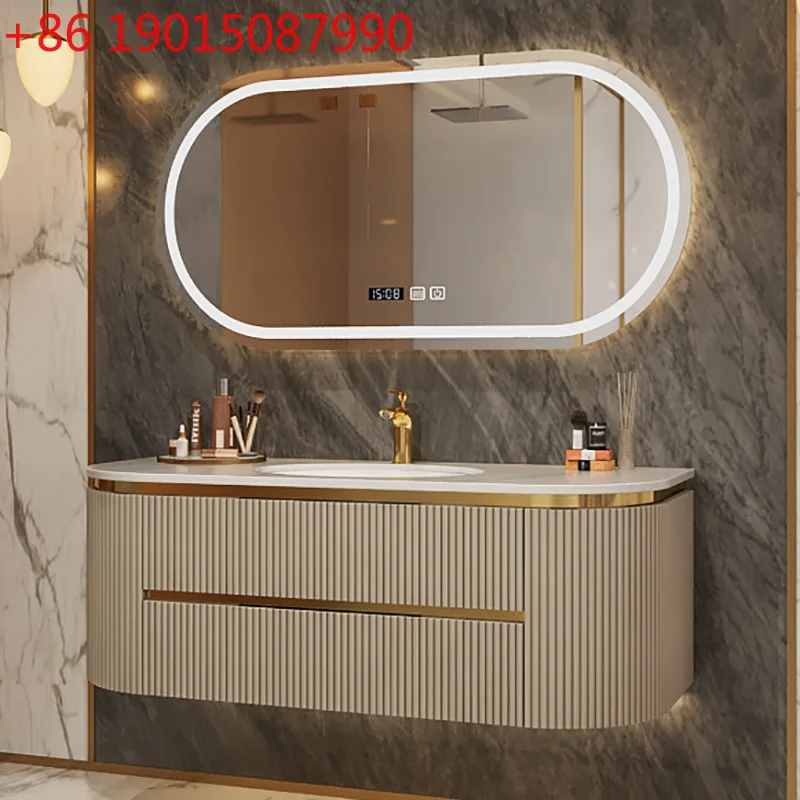 High-end export quality light luxury bathroom cabinet oak rock slab seamless basin wash combination wash basin cabinet
High-end export quality light luxury bathroom cabinet oak rock slab seamless basin wash combination wash basin cabinet