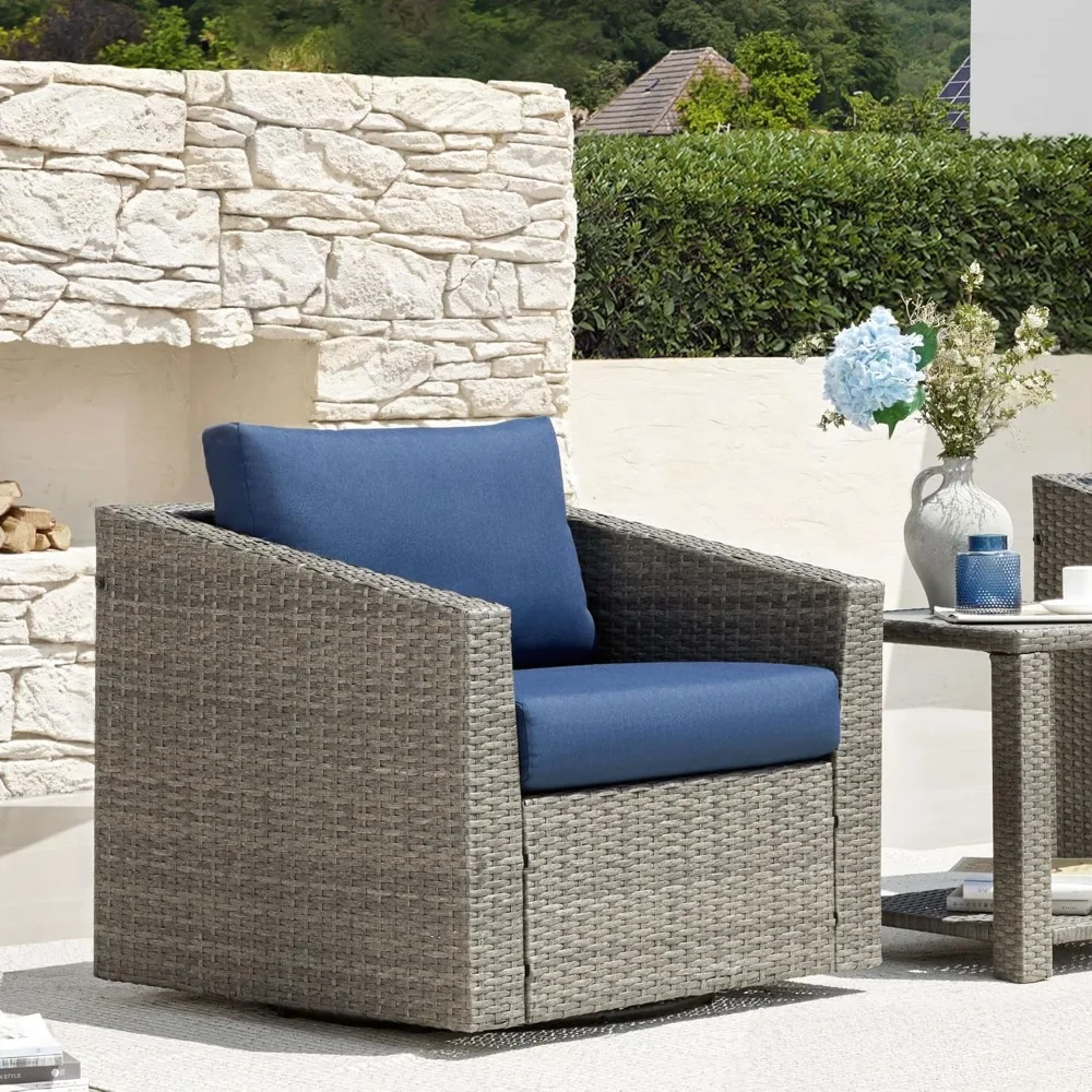Patio Wicker Chair, 360° Swivel Outdoor Rattan Chair with Thickened Cushions for Backyard, Poolside, Garden or Porch, Blue
Patio Wicker Chair, 360° Swivel Outdoor Rattan Chair with Thickened Cushions for Backyard, Poolside, Garden or Porch, Blue