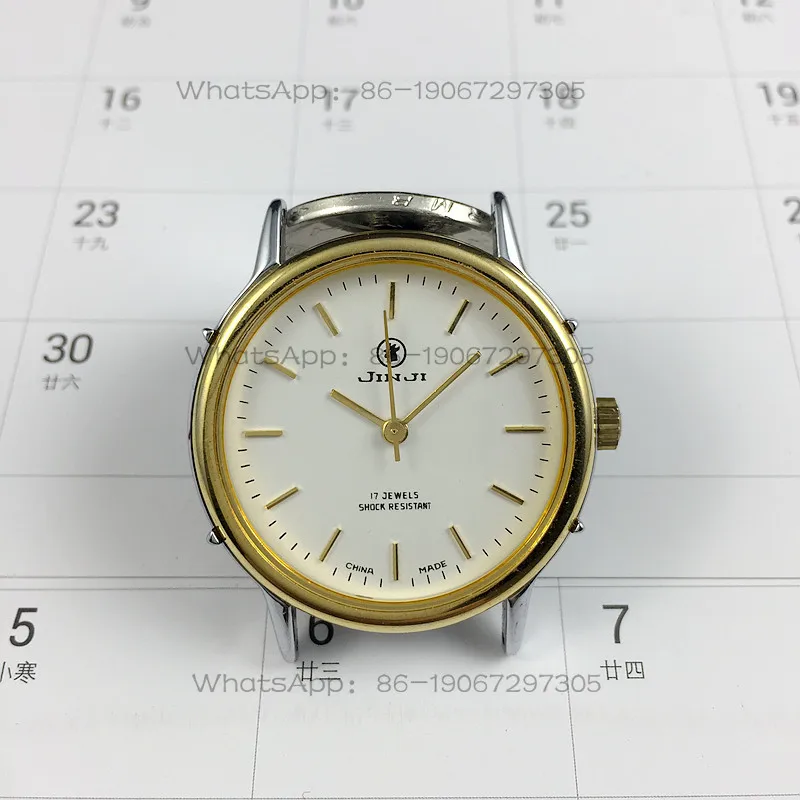 Original stock, Jinji brand white steel gold ring manual mechanical watch, diameter 37mm, 1 free strap.
Original stock, Jinji brand white steel gold ring manual mechanical watch, diameter 37mm, 1 free strap.