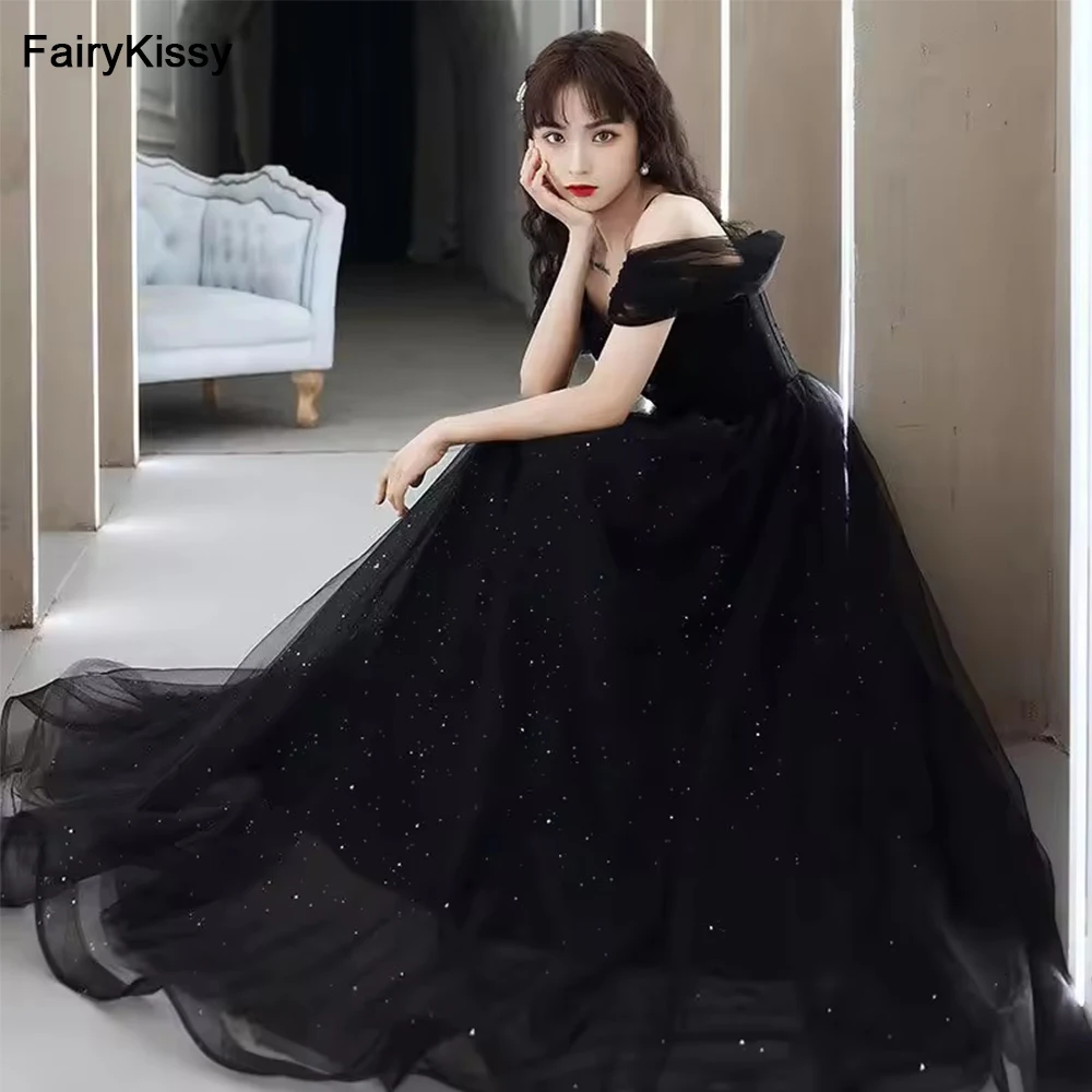 FairyKissy Sexy Black Party Dress Boat Neck Birthday Prom Dresses Simple Ball Gowns Pleated Mesh Wedding Evening Dresses
FairyKissy Sexy Black Party Dress Boat Neck Birthday Prom Dresses Simple Ball Gowns Pleated Mesh Wedding Evening Dresses