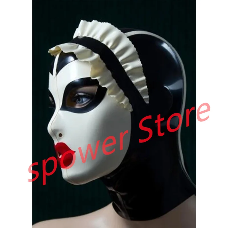 Natural Latex Full Head Latex Hoods Rubber Mask Fetish Cosplay Costumes White with Black Trim Back Zip Club Wear
Natural Latex Full Head Latex Hoods Rubber Mask Fetish Cosplay Costumes White with Black Trim Back Zip Club Wear