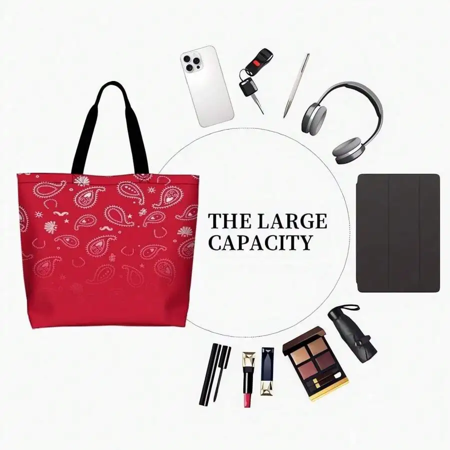 Red Paisley Print Large Capacity Tote Bag Women Casual Streetwear Festival Handbag
Red Paisley Print Large Capacity Tote Bag Women Casual Streetwear Festival Handbag