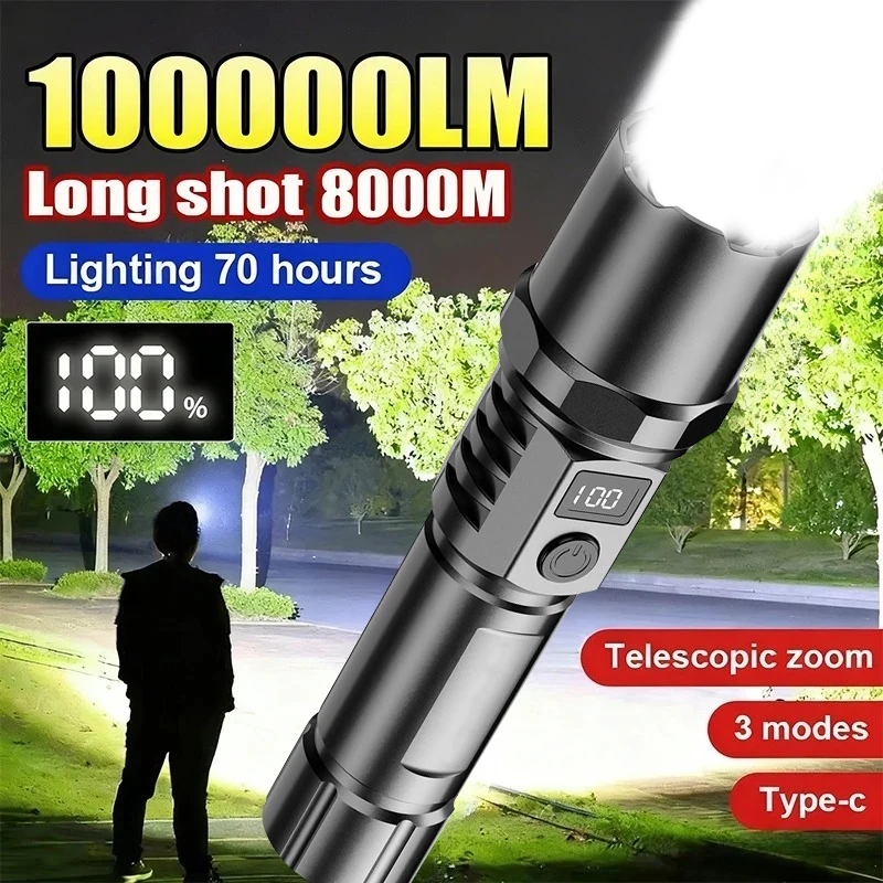Super Bright LED Handheld Flashlight USB C Rechargeable Torch 3 Lighting Modes Zoom Self Defensa Tactical Torch Outdoor Camping
Super Bright LED Handheld Flashlight USB C Rechargeable Torch 3 Lighting Modes Zoom Self Defensa Tactical Torch Outdoor Camping