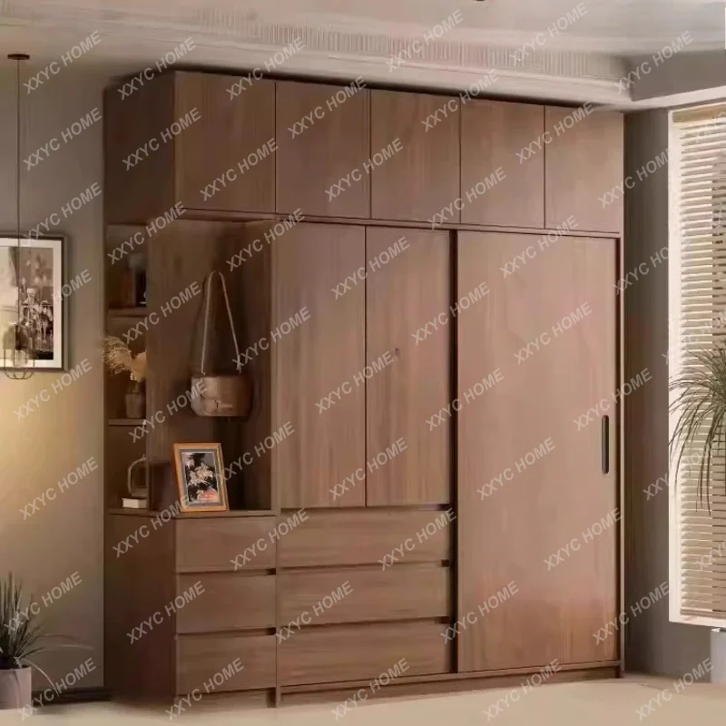Household bedroom walnut sliding door hanging wardrobe furniture
Household bedroom walnut sliding door hanging wardrobe furniture