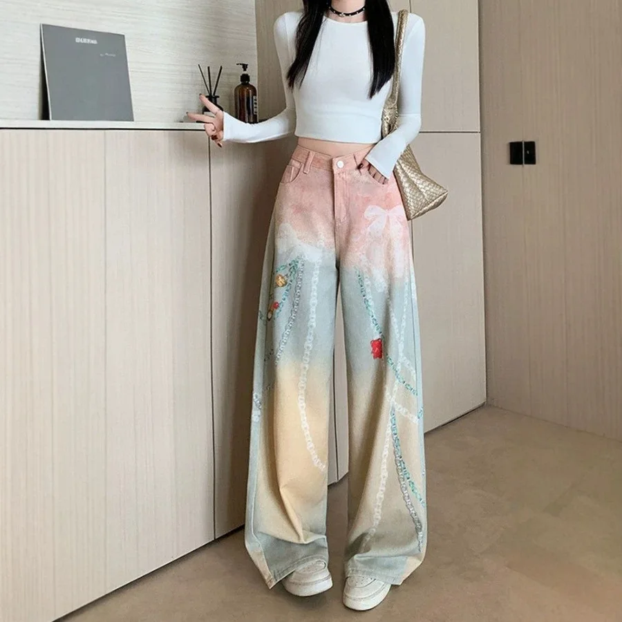 2026 Ladies High Waist Wide Leg Denim Pants Dopamine Printed Sweet Washed Jeans Loose Straight Slim Fit High Street Trousers
2026 Ladies High Waist Wide Leg Denim Pants Dopamine Printed Sweet Washed Jeans Loose Straight Slim Fit High Street Trousers