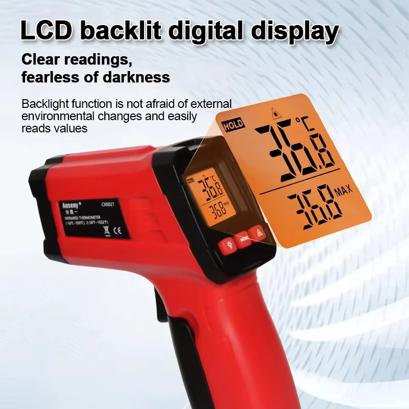 LCD Industrial Electronic Thermometer NonContact -50~650°C Digital Laser Temperature Meter Gun Laser Point Infrared Thermometer
LCD Industrial Electronic Thermometer NonContact -50~650°C Digital Laser Temperature Meter Gun Laser Point Infrared Thermometer