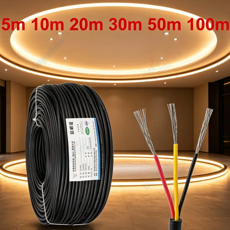 3 Core Sheathed Electrical Wire 5/10/20/30/50/100m 26 24 22 20 18 16 14 AWG LED Extension Wire for Speaker Audio LED Strip Auto
3 Core Sheathed Electrical Wire 5/10/20/30/50/100m 26 24 22 20 18 16 14 AWG LED Extension Wire for Speaker Audio LED Strip Auto