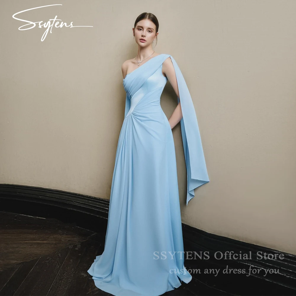 SSYTENS Light Blue Evening Dress One Shoulder Customized Simple Arabic Wedding Guest Gown Celebrity Party Dress Vestido De Noche
SSYTENS Light Blue Evening Dress One Shoulder Customized Simple Arabic Wedding Guest Gown Celebrity Party Dress Vestido De Noche