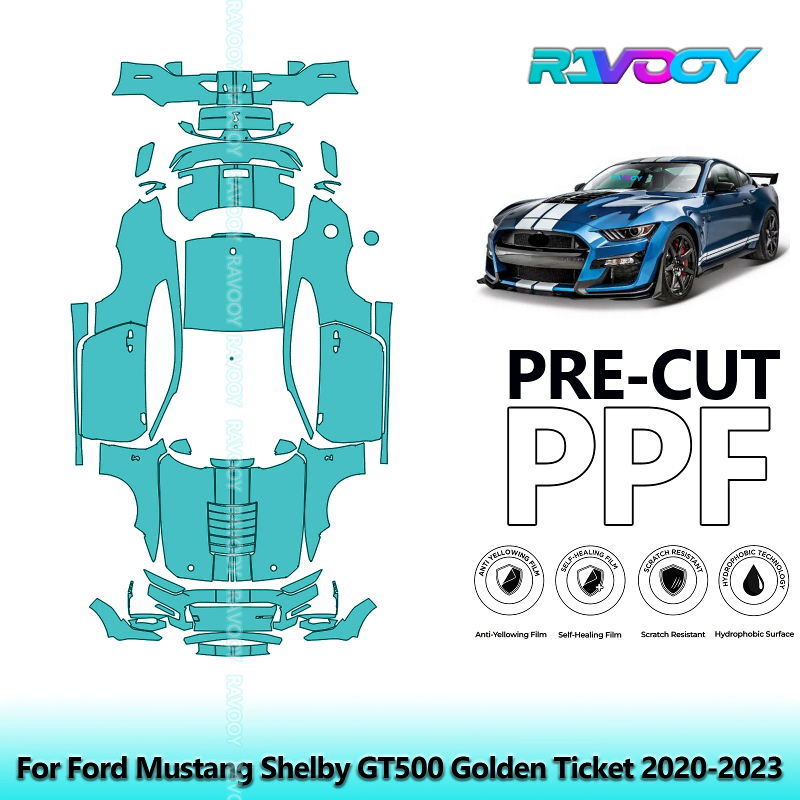 Car Precut PPF Paint Protection Film Full Vehicle For Ford Mustang Shelby GT500 Golden Ticket 2020-2023
Car Precut PPF Paint Protection Film Full Vehicle For Ford Mustang Shelby GT500 Golden Ticket 2020-2023