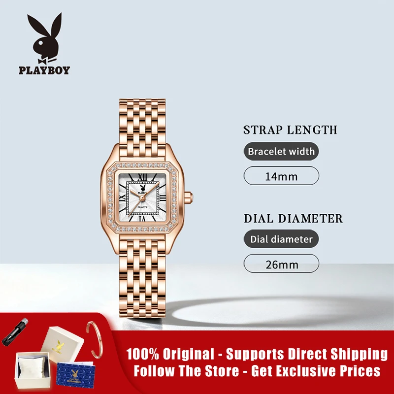 PLAYBOY 3143 Brand original authentic watch for woman Square quartz women's watch with steel band and diamonds
PLAYBOY 3143 Brand original authentic watch for woman Square quartz women's watch with steel band and diamonds