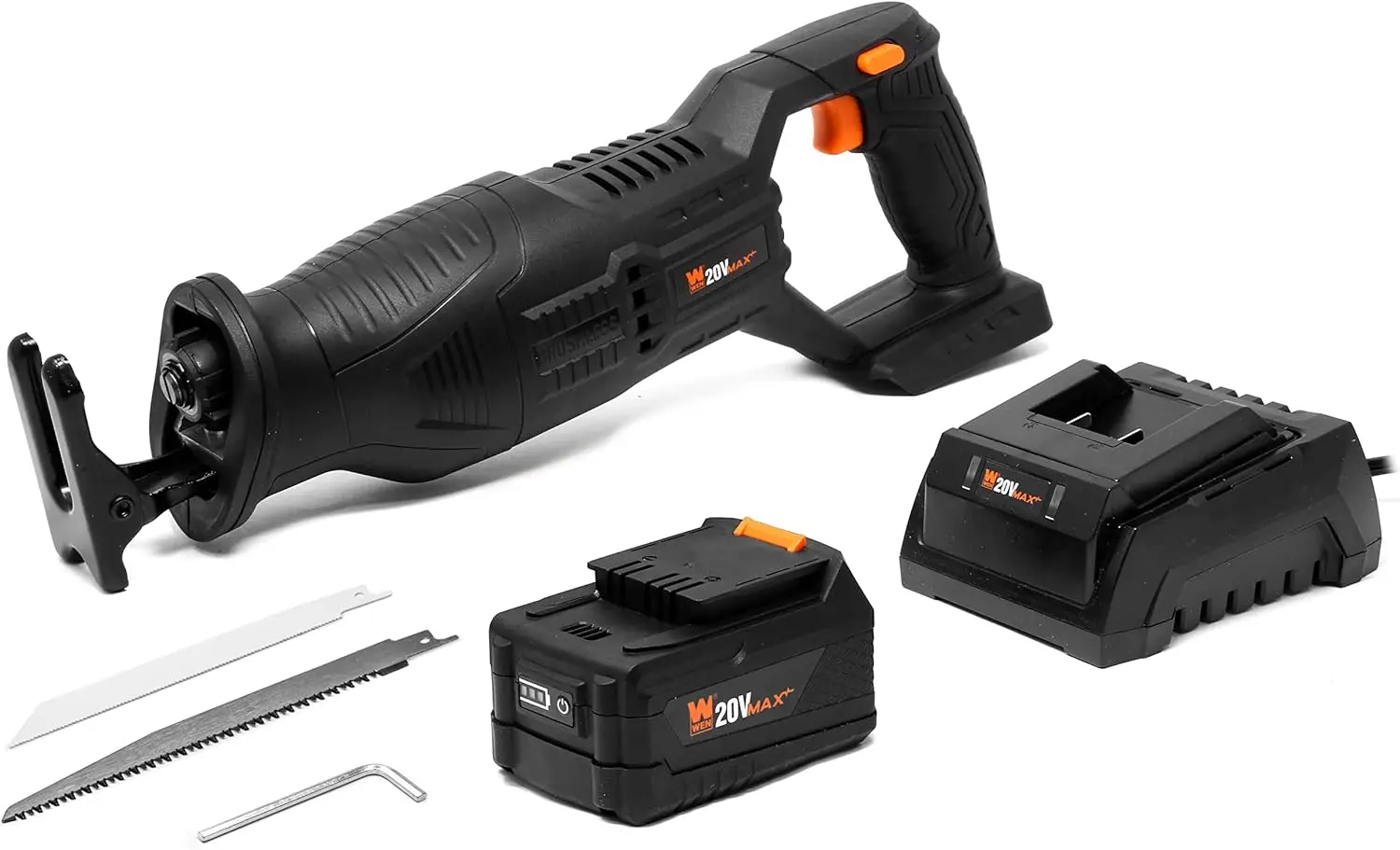 Cordless Reciprocating Saw, Brushless with 20V Max 4.0 Ah Lithium-Ion Battery and Charger (20630)
Cordless Reciprocating Saw, Brushless with 20V Max 4.0 Ah Lithium-Ion Battery and Charger (20630)