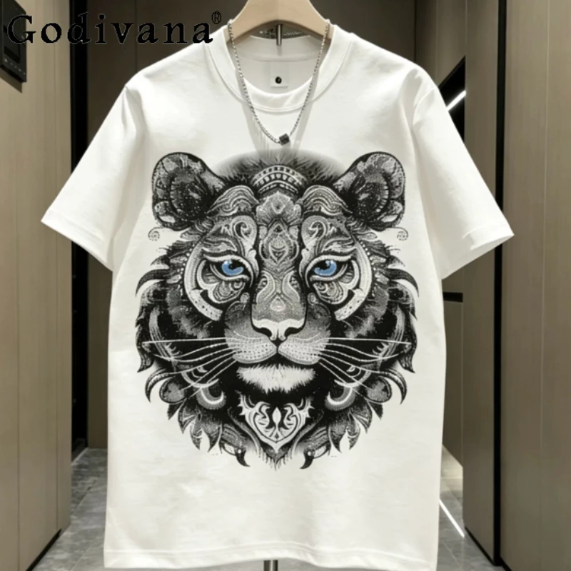 European Fashion Leisure Men Heavy Industry Diamond Crew Neck T-shirt Fashion Short Sleeve Handsome Loose Personality T-shirts
European Fashion Leisure Men Heavy Industry Diamond Crew Neck T-shirt Fashion Short Sleeve Handsome Loose Personality T-shirts