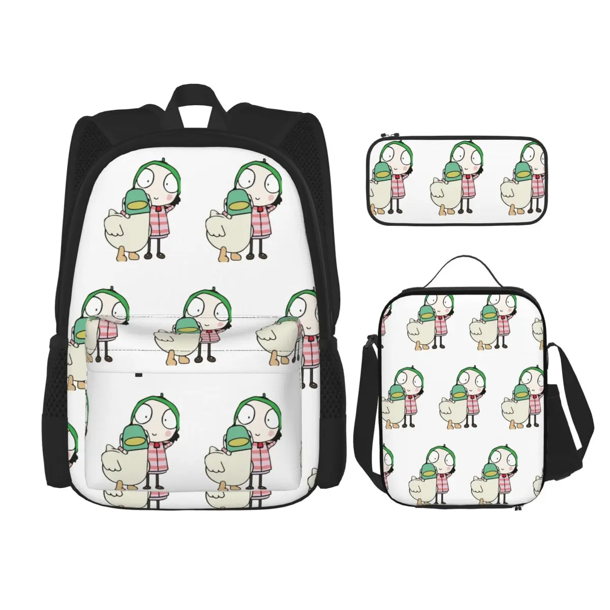 Sarah And Duck Having Fun Backpacks Kids Bookbag School Bags Rucksack Lunch Bag Pen Bag Three-Piece Set
Sarah And Duck Having Fun Backpacks Kids Bookbag School Bags Rucksack Lunch Bag Pen Bag Three-Piece Set