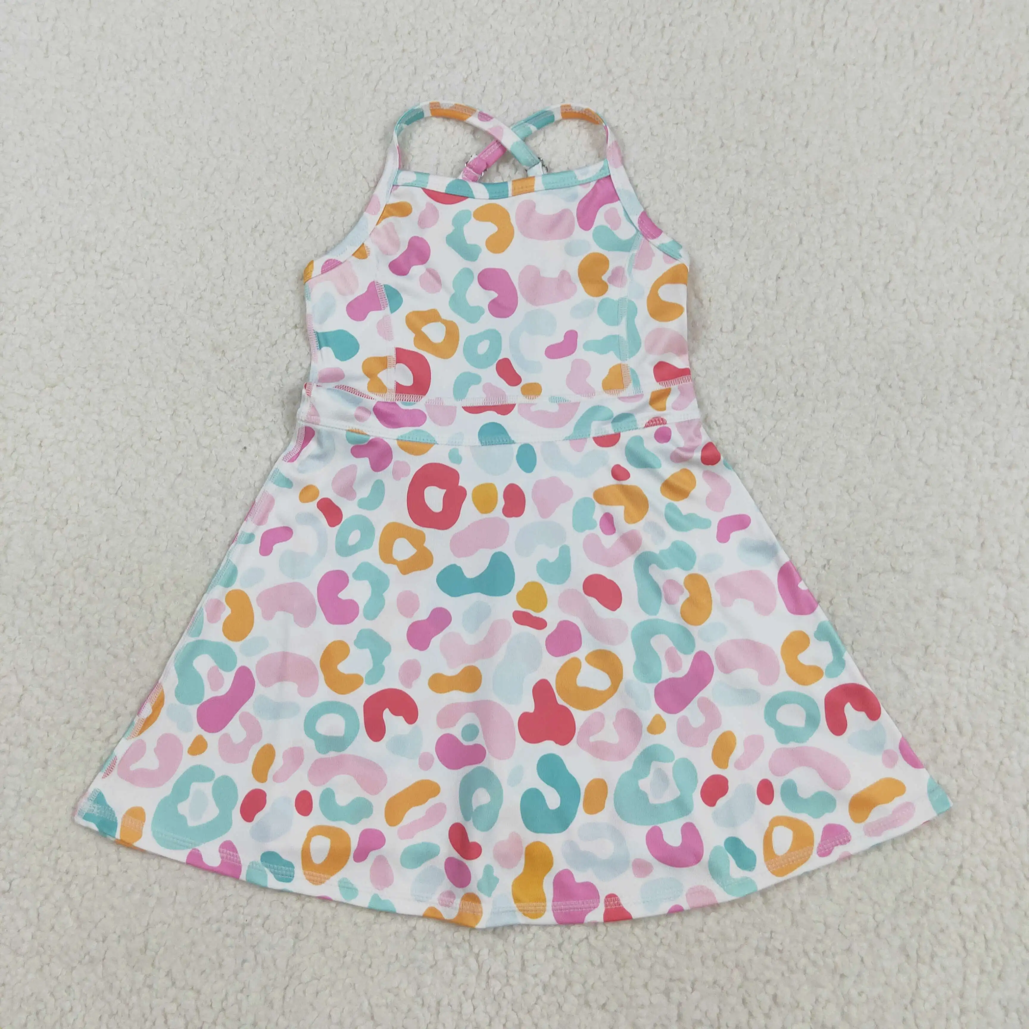 Baby Girls Pink Green Leopard Print Knee-Length Dress with Straps Colorful Athletic Dress for Kids
Baby Girls Pink Green Leopard Print Knee-Length Dress with Straps Colorful Athletic Dress for Kids