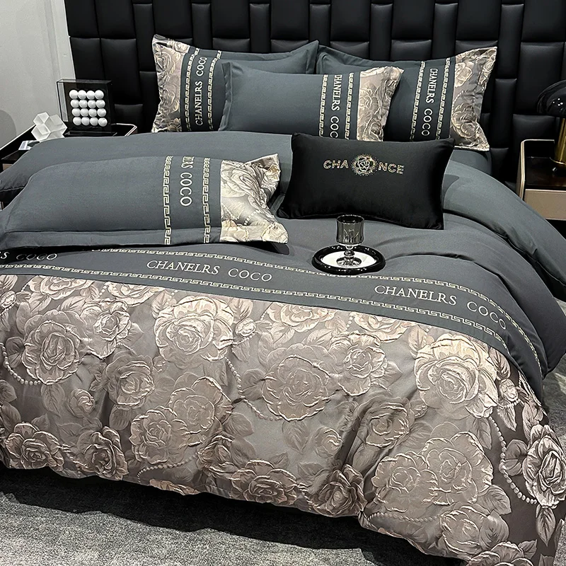 Golden Relief Flowers Jacquard Embroidery Bedding Set King Queen Size Duvet Cover Fitted Bed Sheet Pillowcases Home Textiles
Golden Relief Flowers Jacquard Embroidery Bedding Set King Queen Size Duvet Cover Fitted Bed Sheet Pillowcases Home Textiles