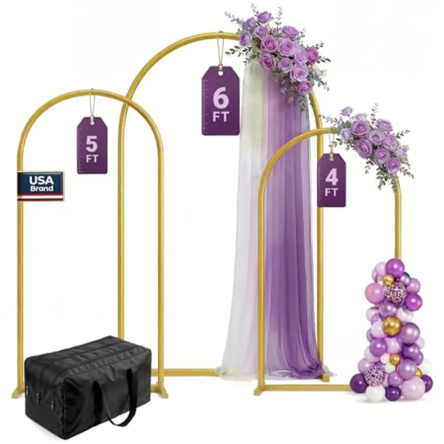 3 Pack Gold Metal Arch Backdrop Stand Set 6FT, 5FT, 4FT Balloon Stand for Weddings, Parties, Baby Showers Door Frame Backdrop S
3 Pack Gold Metal Arch Backdrop Stand Set 6FT, 5FT, 4FT Balloon Stand for Weddings, Parties, Baby Showers Door Frame Backdrop S