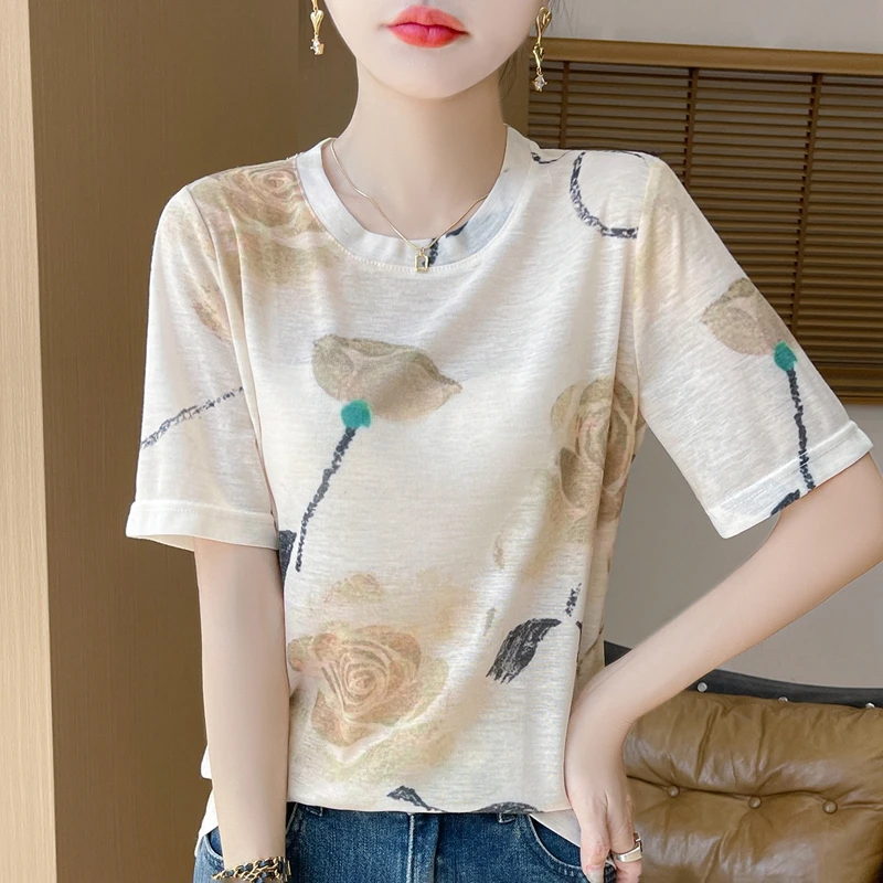 2026 Summer New Round Neck Solid Color Hollow Ice Silk Knitwear Ladies Jacquard chic blouse short sleeve T-shirt
2026 Summer New Round Neck Solid Color Hollow Ice Silk Knitwear Ladies Jacquard chic blouse short sleeve T-shirt