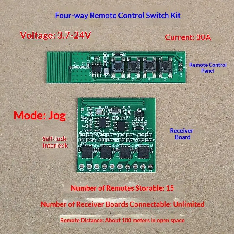 Four Way Wireless Remote Control Switch Kit Electric Lock Motor LED Light Low-Power Remote Control Circuit Board Module
Four Way Wireless Remote Control Switch Kit Electric Lock Motor LED Light Low-Power Remote Control Circuit Board Module