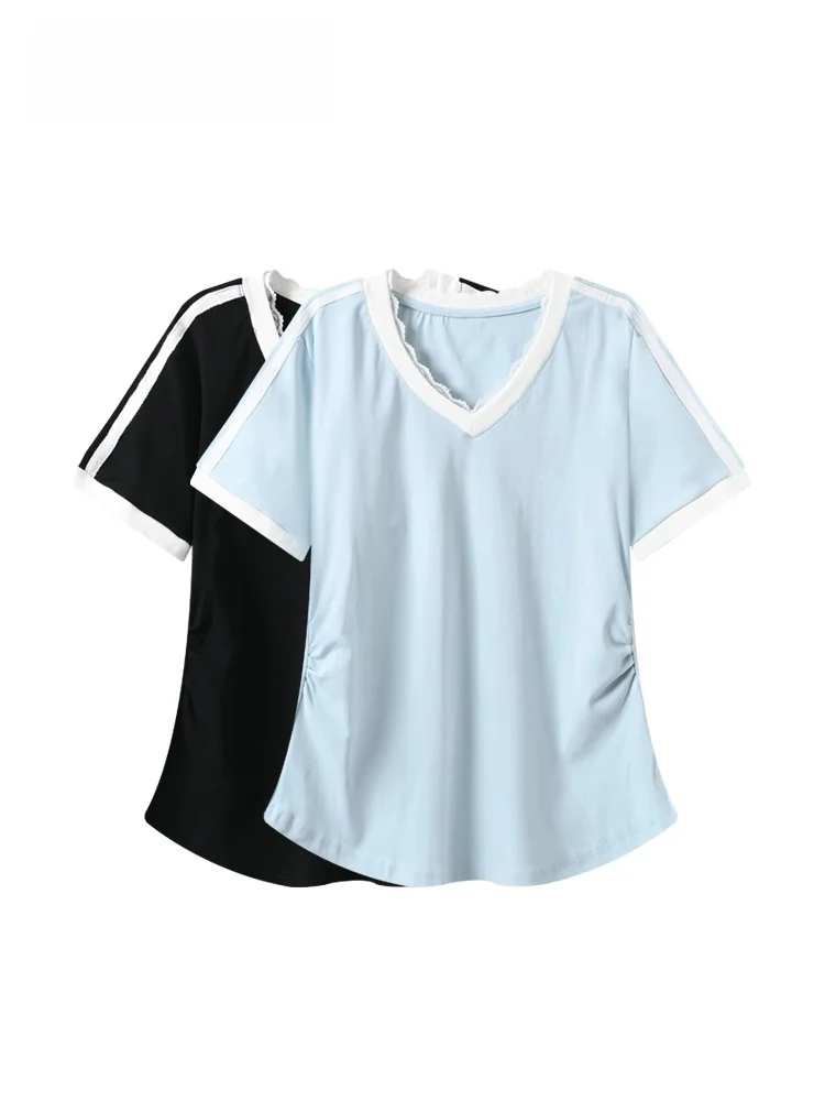 plus Size Short Sleeve T-Shirt Women's Summer New Style Lace Splicing Fashionable Shoulder Top V-Neck Loose Fit Polyester Fiber
plus Size Short Sleeve T-Shirt Women's Summer New Style Lace Splicing Fashionable Shoulder Top V-Neck Loose Fit Polyester Fiber