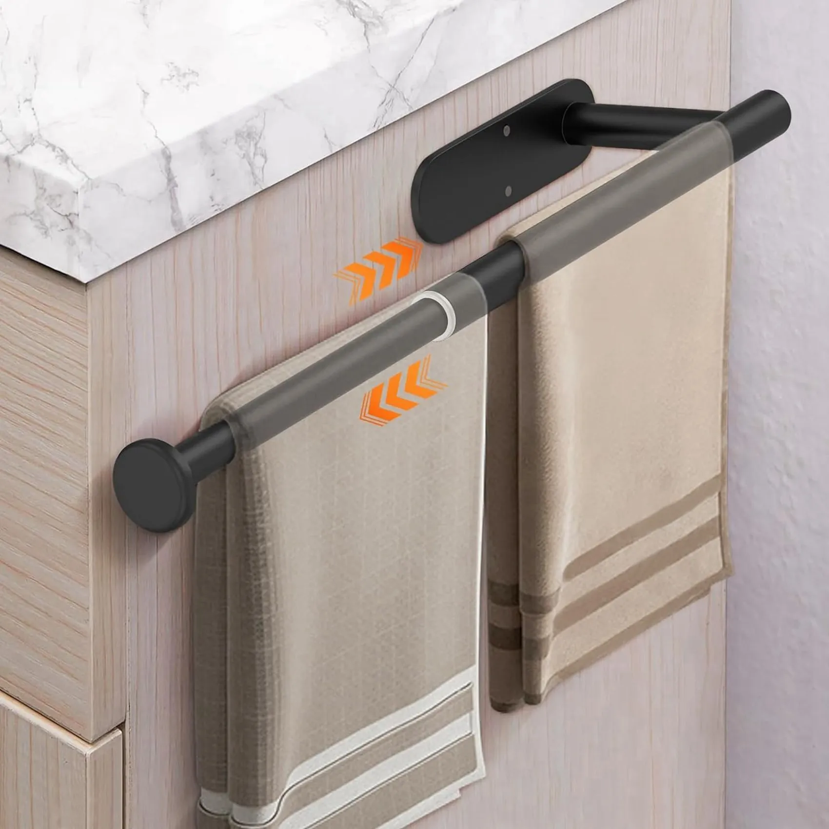 TFTP-2X Towel Rail No Drilling Extendable Towel Rail For Gluing For Bathroom And Kitchen, Tea Towel Holder On Wall, Black
TFTP-2X Towel Rail No Drilling Extendable Towel Rail For Gluing For Bathroom And Kitchen, Tea Towel Holder On Wall, Black