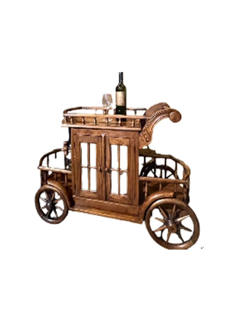 All teak can push the dining car coffee table double-layer storage to move
All teak can push the dining car coffee table double-layer storage to move