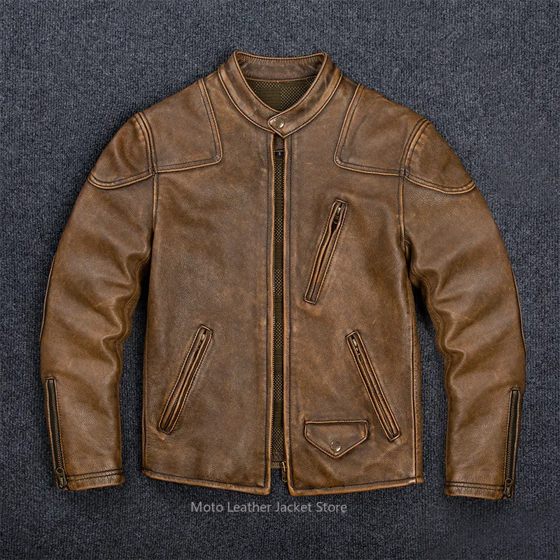 American Retro Venom Style Genuine Leather Jacket Men Cowhide Coat Stone Washed Distressed Pure Leather Casual Outwear
American Retro Venom Style Genuine Leather Jacket Men Cowhide Coat Stone Washed Distressed Pure Leather Casual Outwear