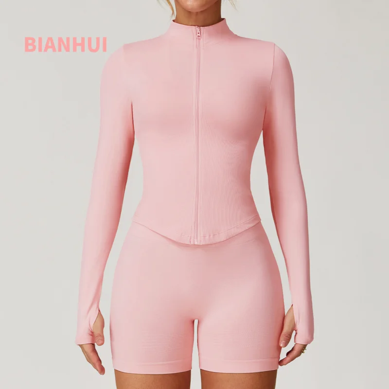 BIANHUI Stand Collar Zipper Long Sleeve Yoga Jacket For Women Tight-fitting Quick-dry Yoga Clothing Outdoor Female Clothes
BIANHUI Stand Collar Zipper Long Sleeve Yoga Jacket For Women Tight-fitting Quick-dry Yoga Clothing Outdoor Female Clothes