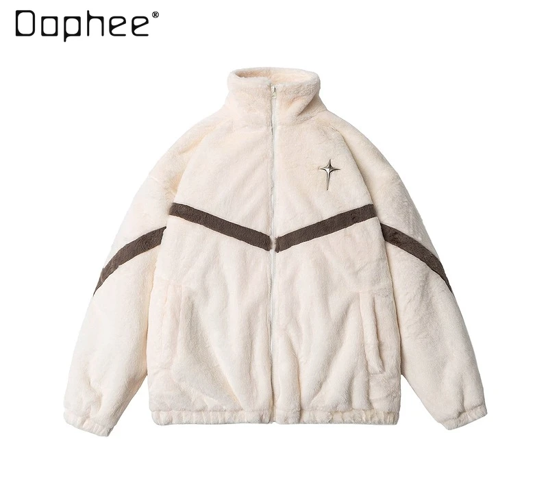 Winter New Hot Sale American Style Men's Metal Decor Stand Collar Loose Casual Off-White Dark Gray Lamb Wool Jacket
Winter New Hot Sale American Style Men's Metal Decor Stand Collar Loose Casual Off-White Dark Gray Lamb Wool Jacket