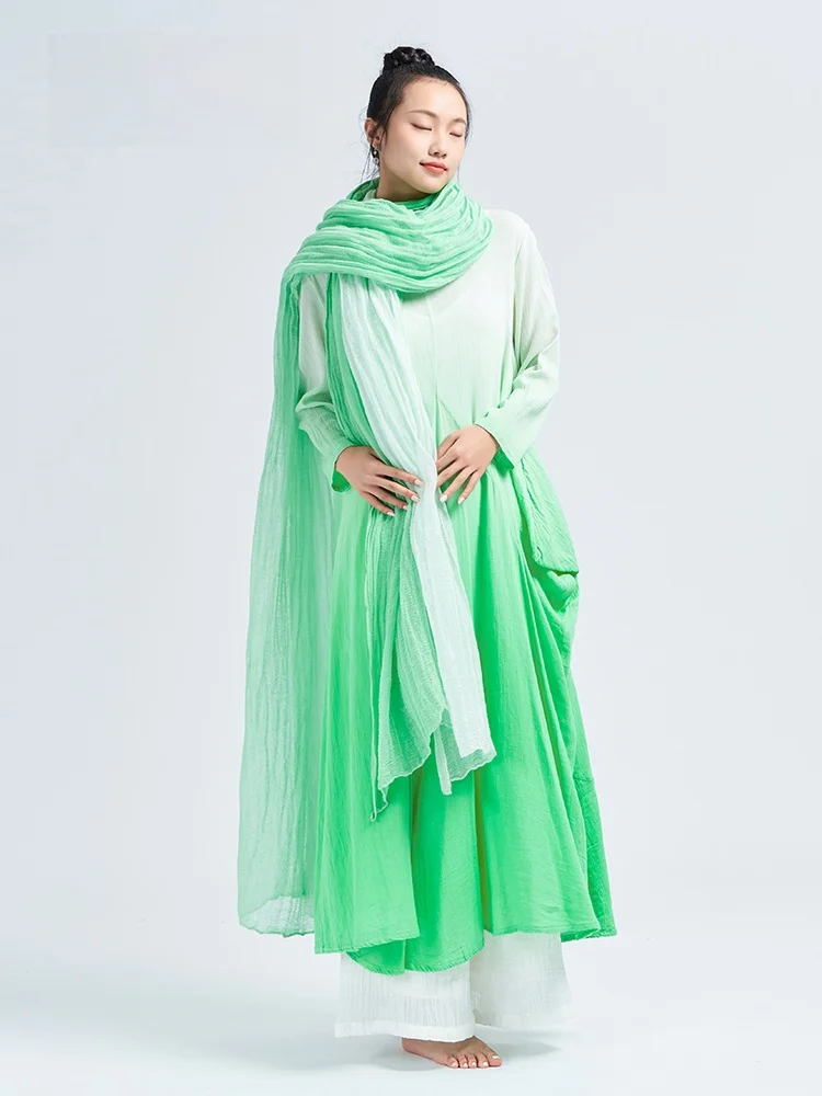 Graduated Color Huazhun Poetic Dress Loose Long Sleeve V-Neck Midi Skirt Spring Summer Cotton A-Line Dress Women's Fashion
Graduated Color Huazhun Poetic Dress Loose Long Sleeve V-Neck Midi Skirt Spring Summer Cotton A-Line Dress Women's Fashion