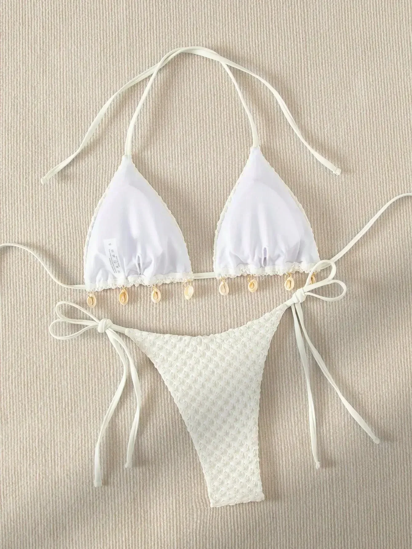 Sexy Bikini Set Shell Designer Swimsuit 2025 White Black Push Up Micro Bikinis Summer Bathing Suit Tie Side Triangle Swimwear
Sexy Bikini Set Shell Designer Swimsuit 2025 White Black Push Up Micro Bikinis Summer Bathing Suit Tie Side Triangle Swimwear