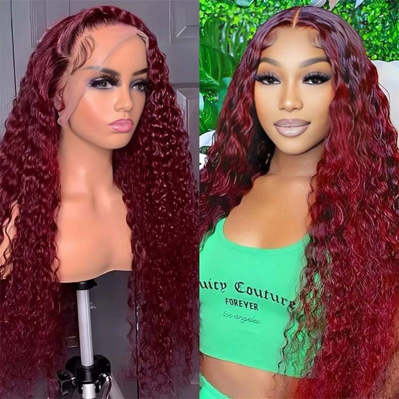 200 Density 30 40 Inch 13x4 99J Burgundy Deep Wave Lace Frontal Wig Curly Lace Front HD Lace Frontal Human Hair Wigs For Womem
200 Density 30 40 Inch 13x4 99J Burgundy Deep Wave Lace Frontal Wig Curly Lace Front HD Lace Frontal Human Hair Wigs For Womem