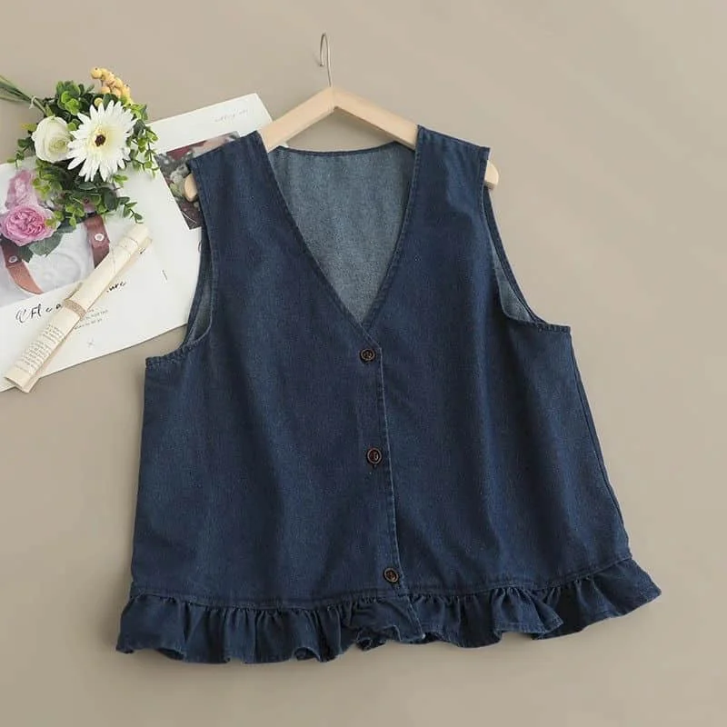 Denim Vest for Women V-neck Waistcoats Aesthetic Casual Cardigans Korean Style Oversized Sleeveless Cropped Coats Women Clothing
Denim Vest for Women V-neck Waistcoats Aesthetic Casual Cardigans Korean Style Oversized Sleeveless Cropped Coats Women Clothing