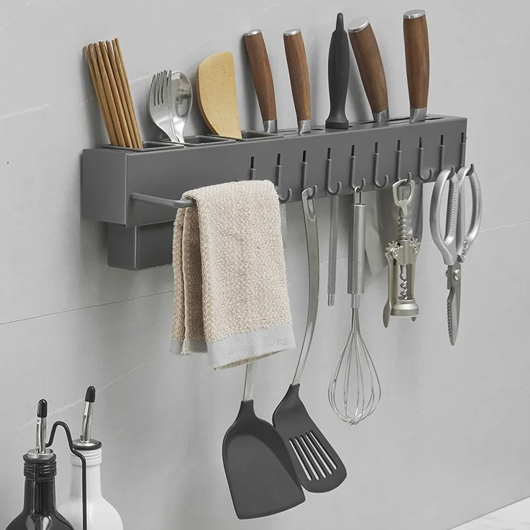 Gray Stainless Steel Knife Chopstick Integrated Holder Wall Mounted Perforated Kitchen Storage Organizer
Gray Stainless Steel Knife Chopstick Integrated Holder Wall Mounted Perforated Kitchen Storage Organizer