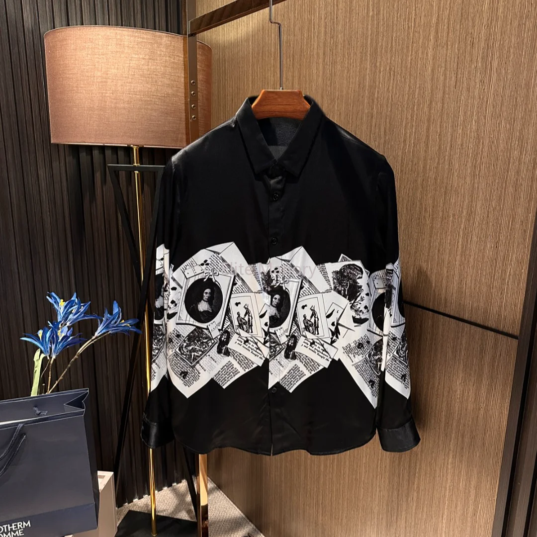 European and American comfortable mulberry silk autumn men's fashion printed long-sleeved shirt
European and American comfortable mulberry silk autumn men's fashion printed long-sleeved shirt