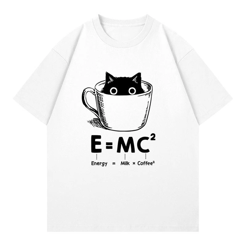 Black Cat Coffee Physics Formula Mass Energy Equation Short Sleeve Male and Female Pure Cotton Funny Science T-shirt Summer
Black Cat Coffee Physics Formula Mass Energy Equation Short Sleeve Male and Female Pure Cotton Funny Science T-shirt Summer