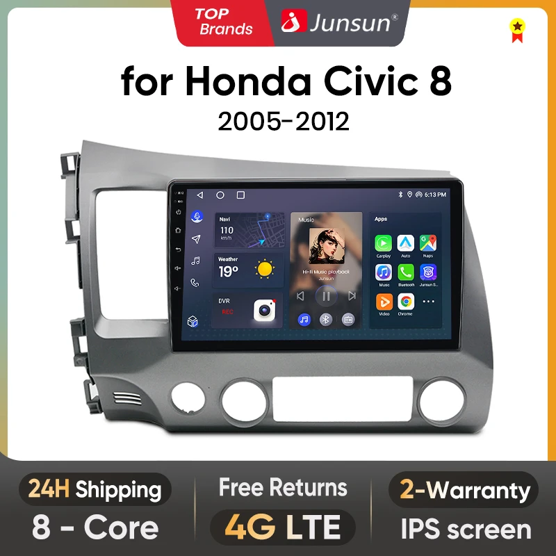 Junsun V1 AI Voice Wireless CarPlay Android Auto Radio for Honda Civic 8 2005-2012 4G Car Multimedia GPS 2din autoradio
Junsun V1 AI Voice Wireless CarPlay Android Auto Radio for Honda Civic 8 2005-2012 4G Car Multimedia GPS 2din autoradio